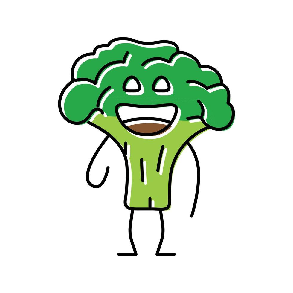 personaggio broccoli colore icona vettore illustrazione