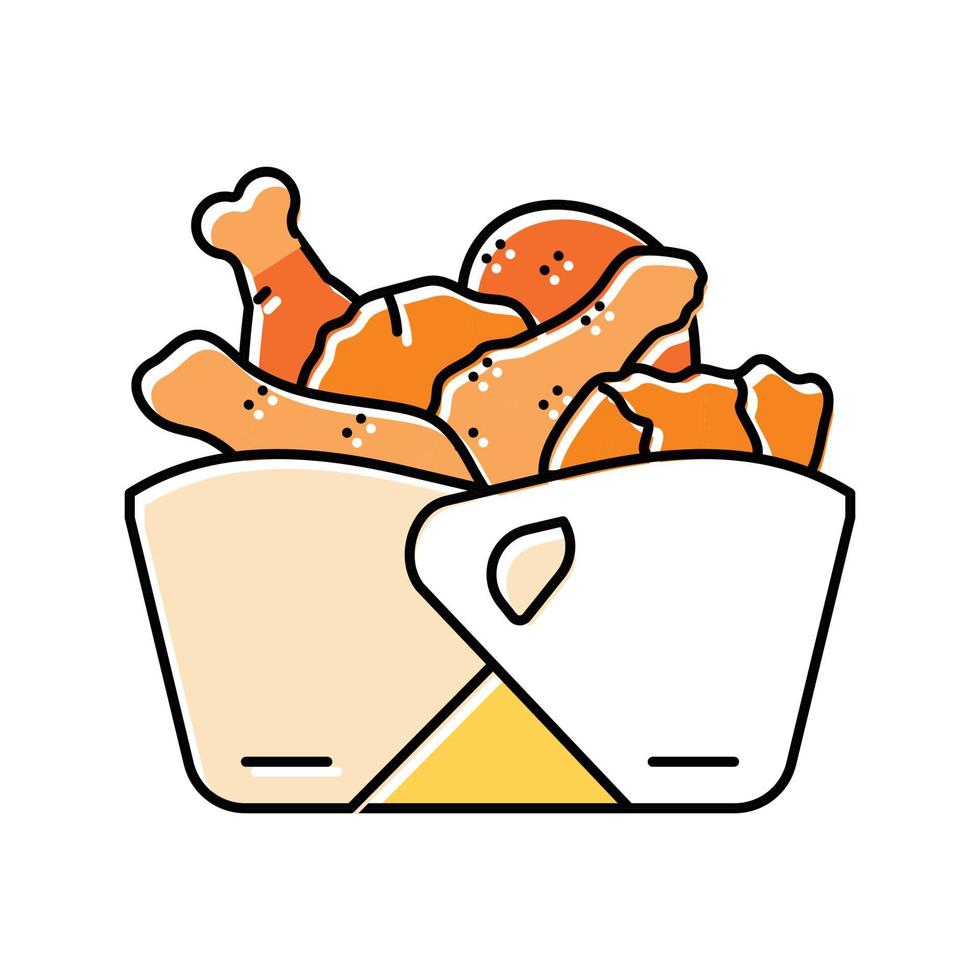 scatola pollo fritte colore icona vettore illustrazione