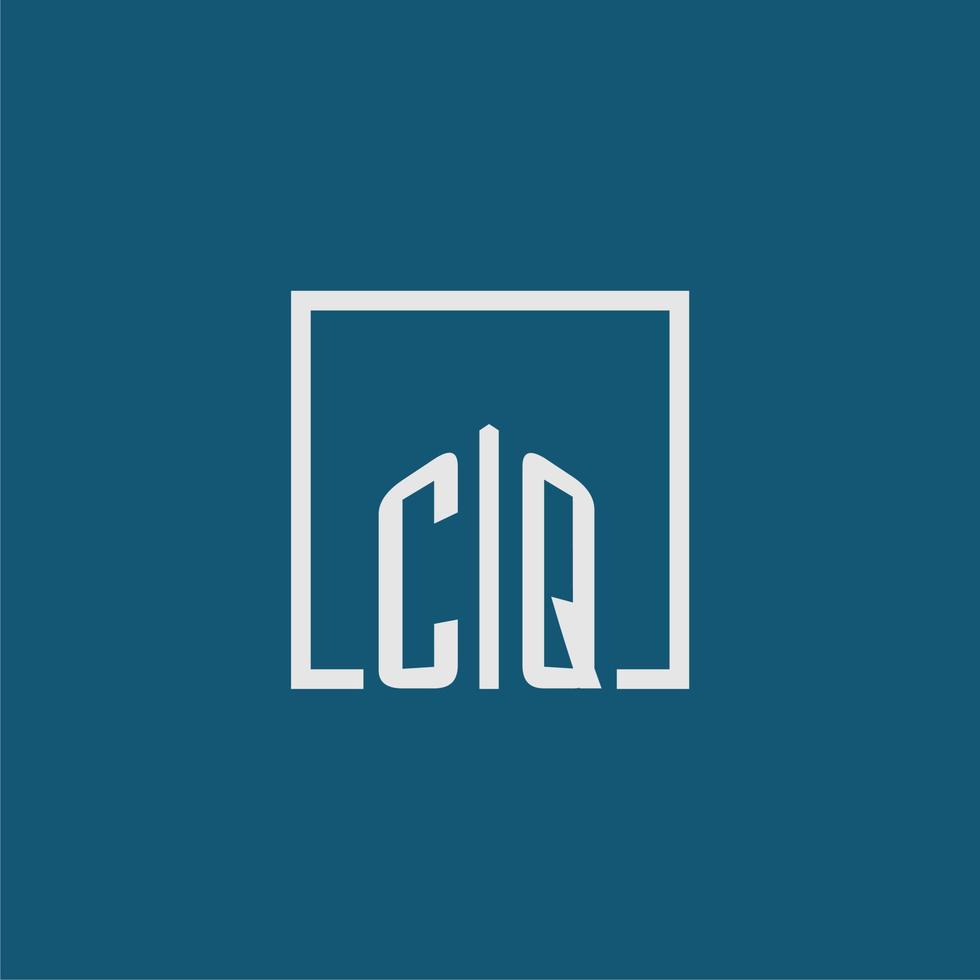 cq iniziale monogramma logo vero tenuta nel rettangolo stile design vettore