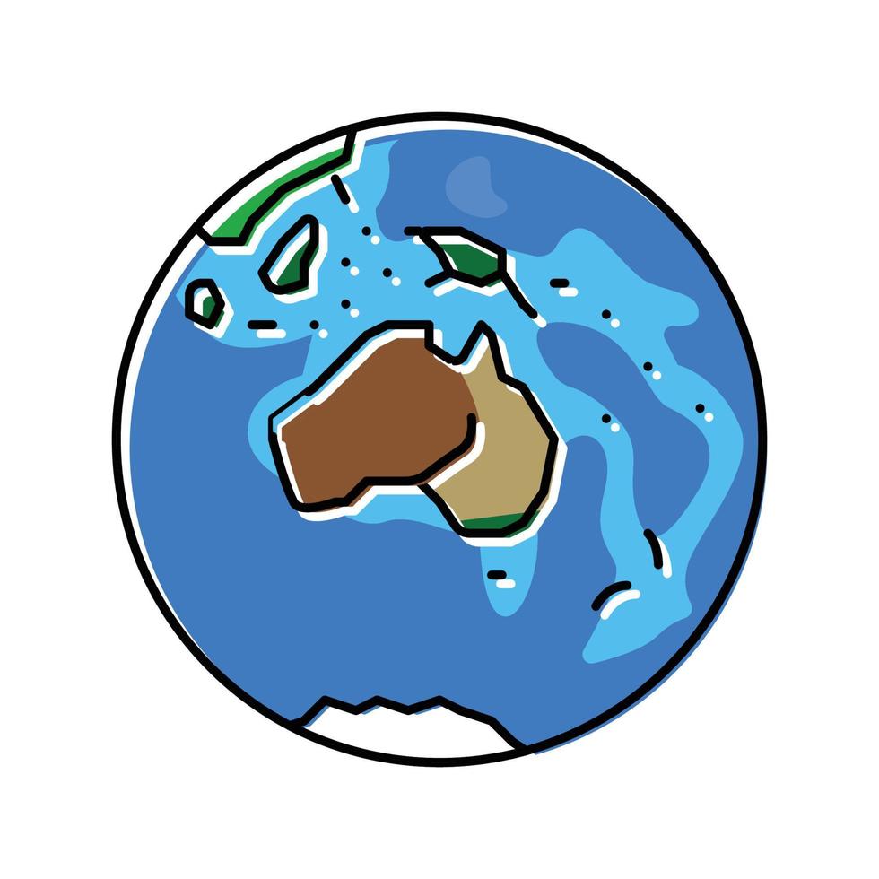 Australia terra pianeta carta geografica colore icona vettore illustrazione