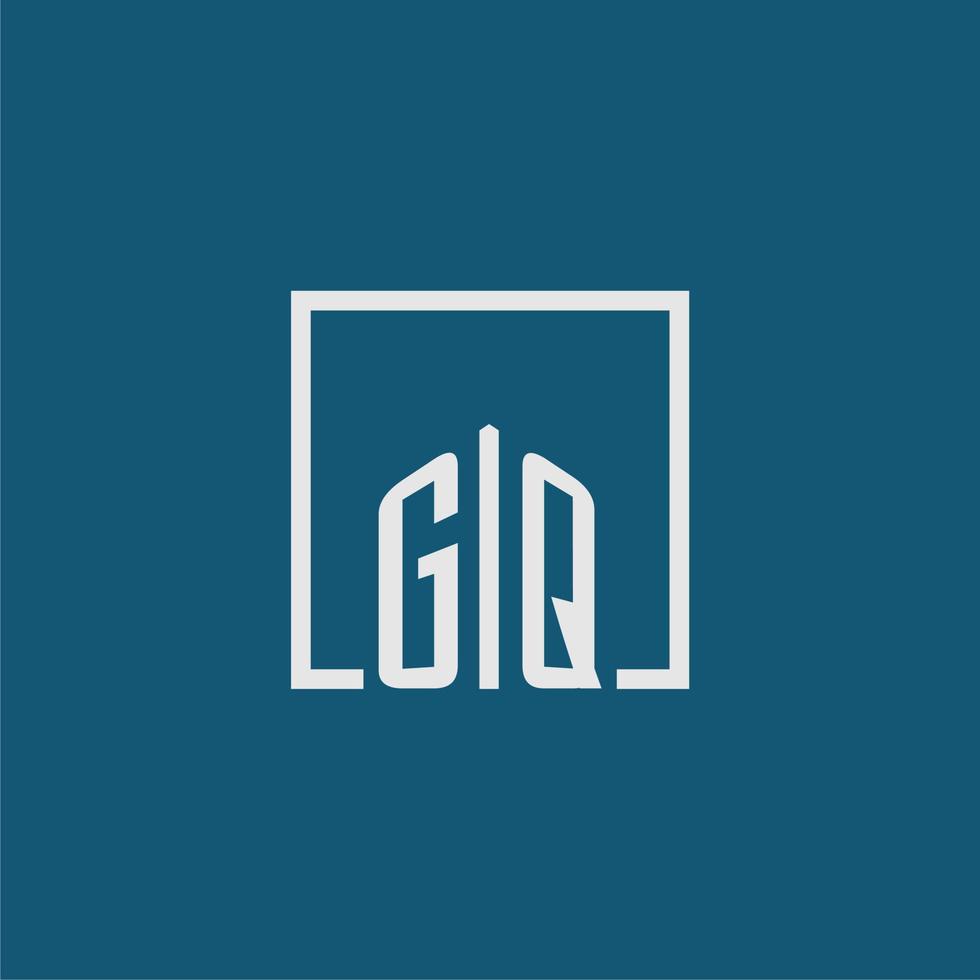 gq iniziale monogramma logo vero tenuta nel rettangolo stile design vettore