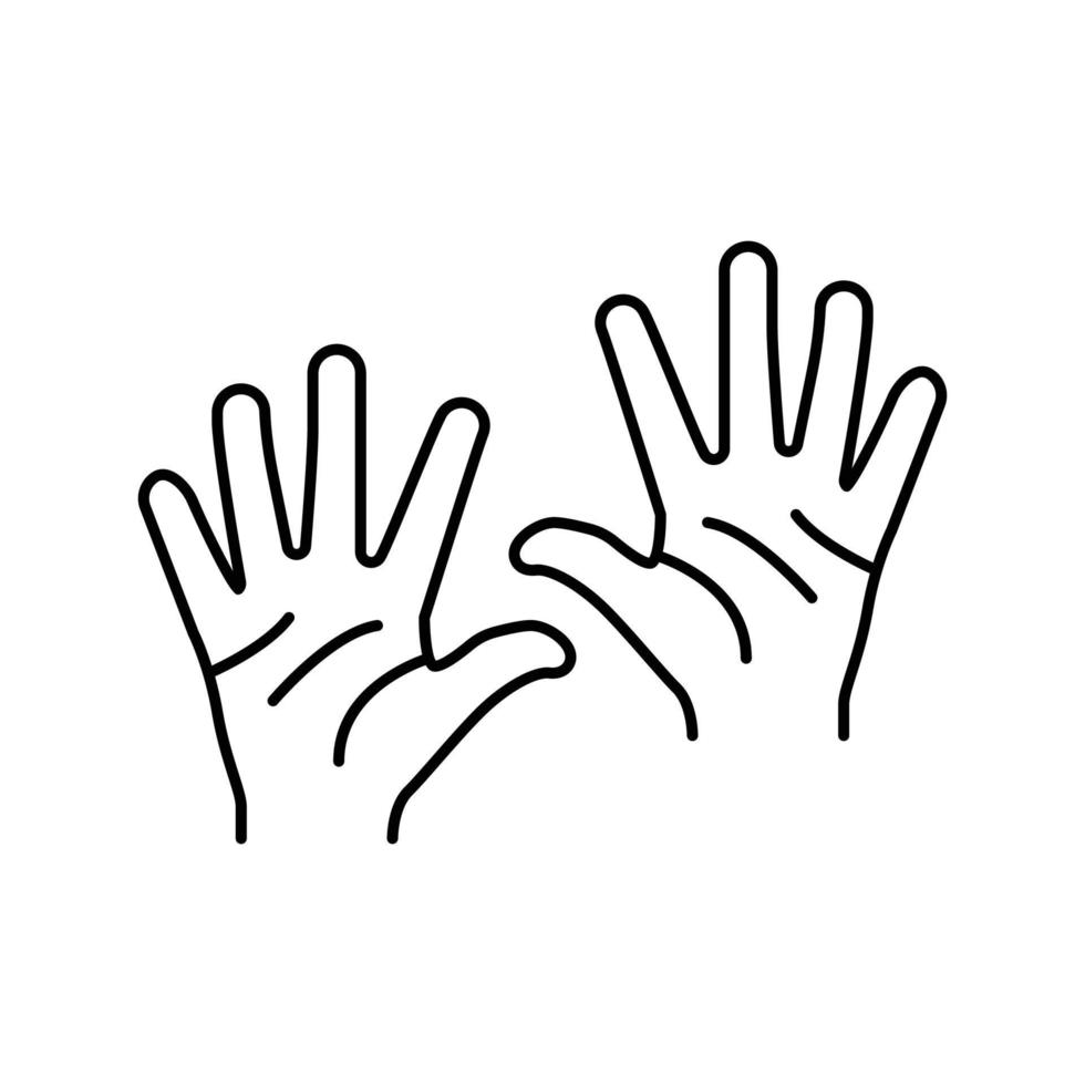 dieci numero mano gesto linea icona vettore illustrazione