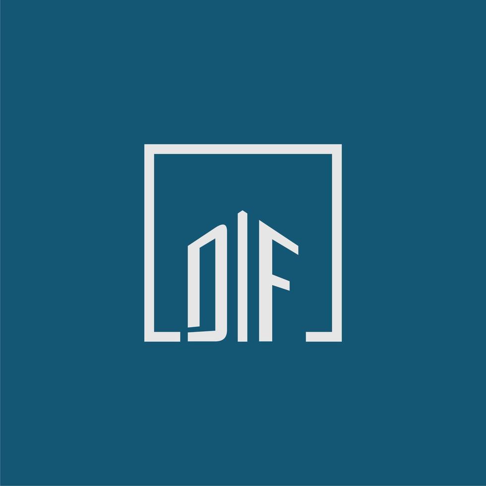 df iniziale monogramma logo vero tenuta nel rettangolo stile design vettore
