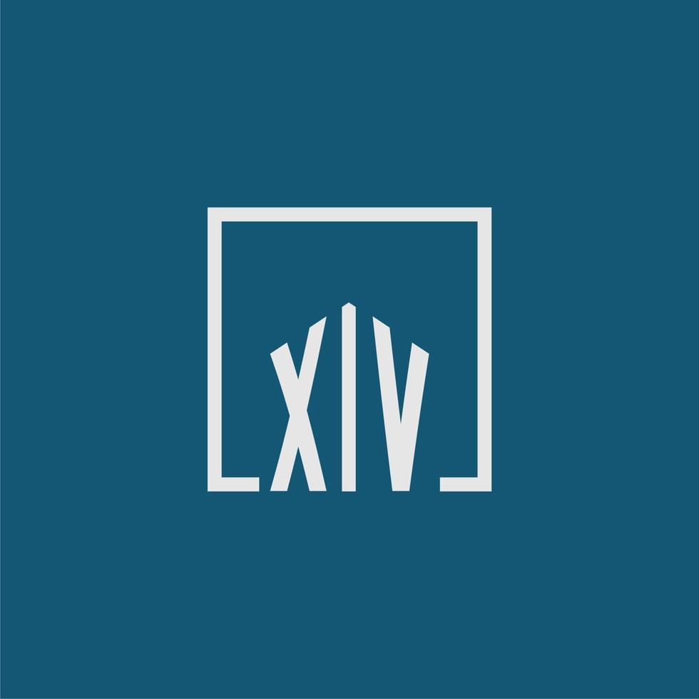 xv iniziale monogramma logo vero tenuta nel rettangolo stile design vettore