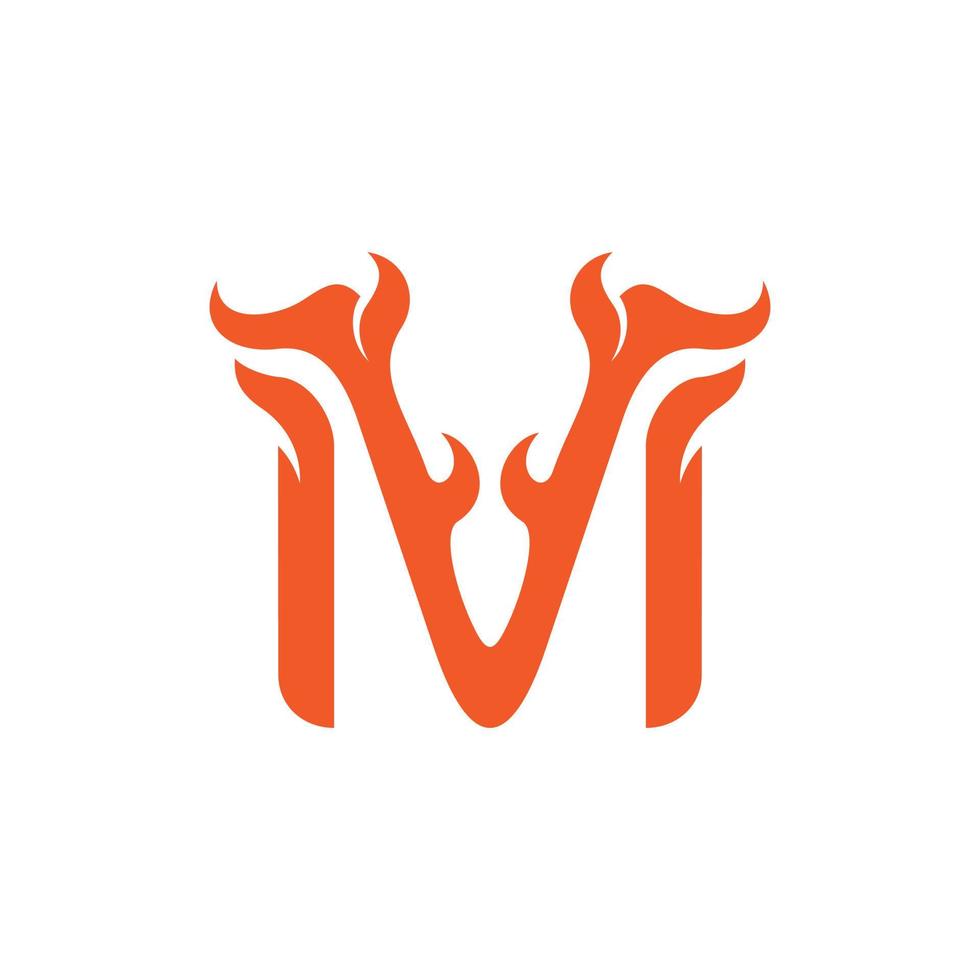 lettera m monogramma fiamma unico moderno logo vettore