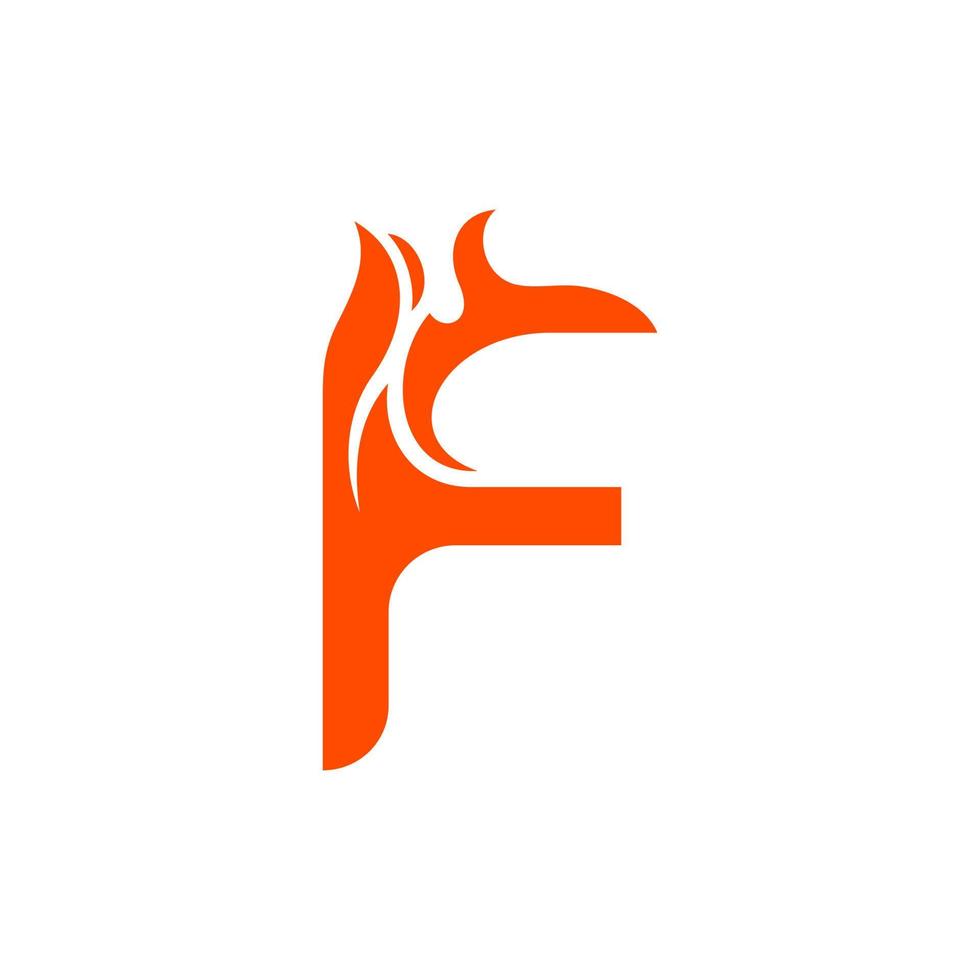 lettera f fuoco bruciare creativo logo design vettore