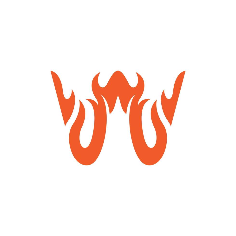 lettera w fiamma monogramma unico logo design vettore