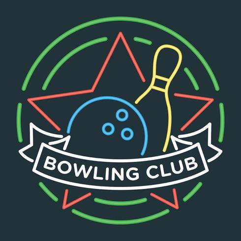 Illustrazione di vettore di bowling al neon