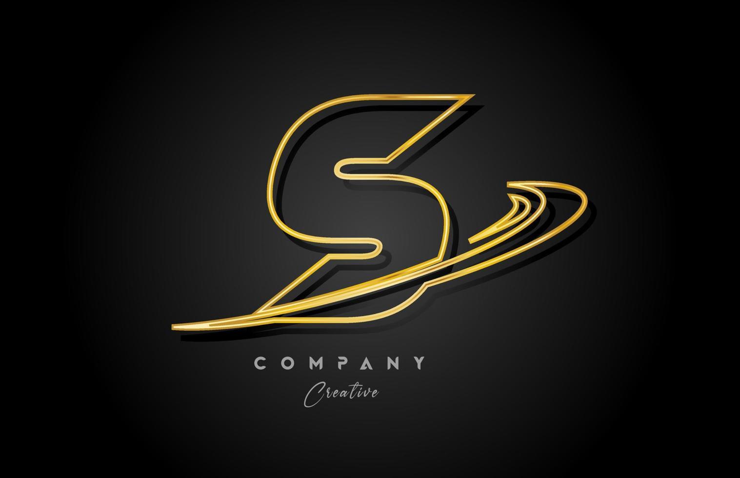 oro S alfabeto lettera logo icona design con d'oro svolazzare. creativo modello per azienda e attività commerciale vettore