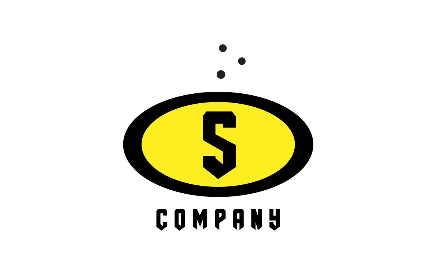 ellisse S alfabeto grassetto lettera logo con punti. creativo modello design per attività commerciale e azienda nel giallo e nero vettore