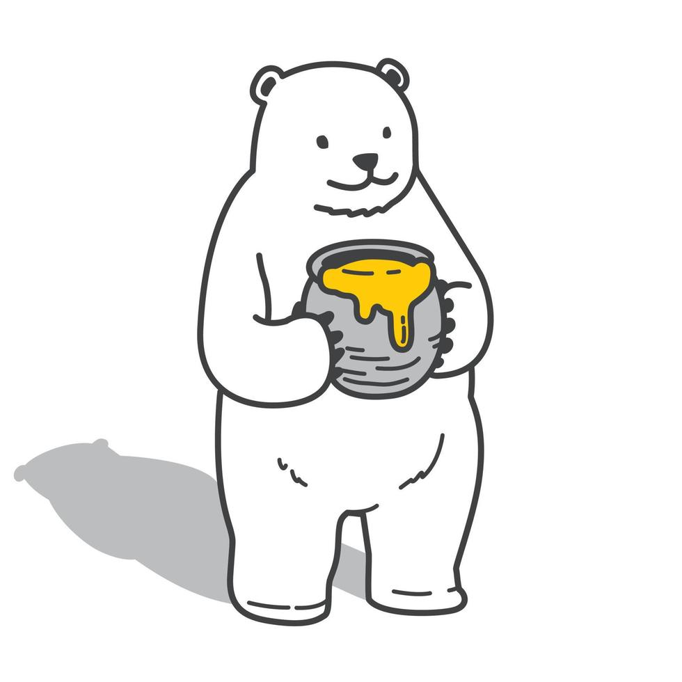 orso polare orso vettore miele scarabocchio icona illustrazione personaggio cartone animato