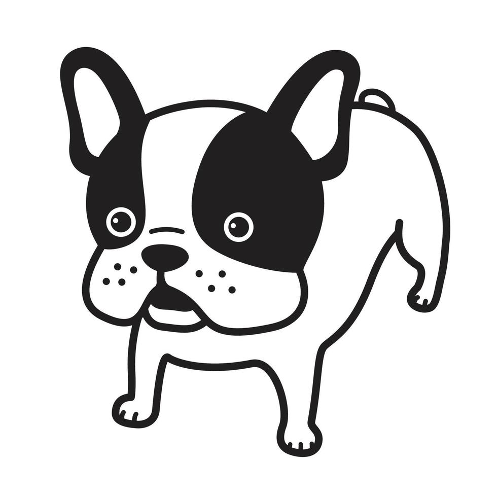 cane vettore francese bulldog icona logo illustrazione cartone animato personaggio bianca