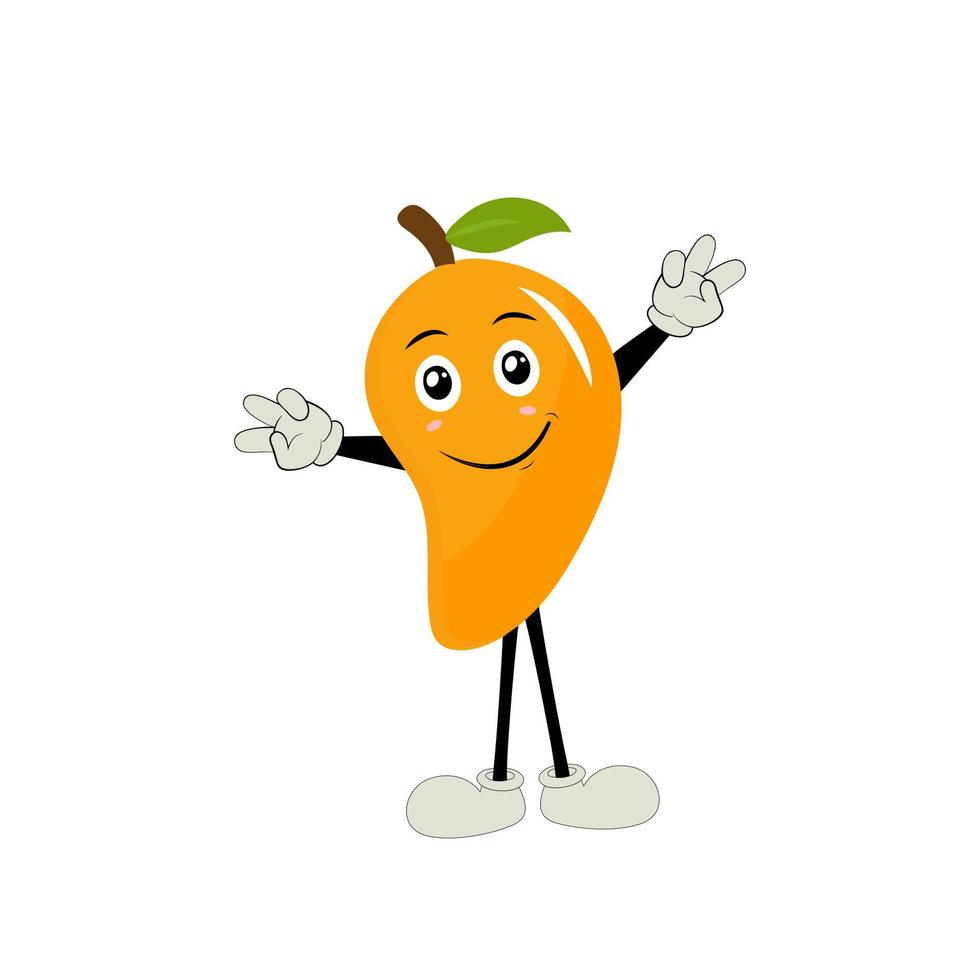 Mango personaggio design. kawaii Mango personaggi vettore illustrazione di carino cartone animato, uso loro come adesivi, modelli, maglietta disegni, frutta logo, tutti stampato media, cartoni animati, eccetera