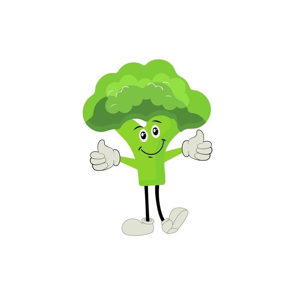 broccoli portafortuna cartone animato nel vettore. carino contento sorridente broccoli verdura impostato collezione. vettore piatto cartone animato personaggio illustrazione icona design. contenuto, felice, verde Sorridi, allegro viso emozione.