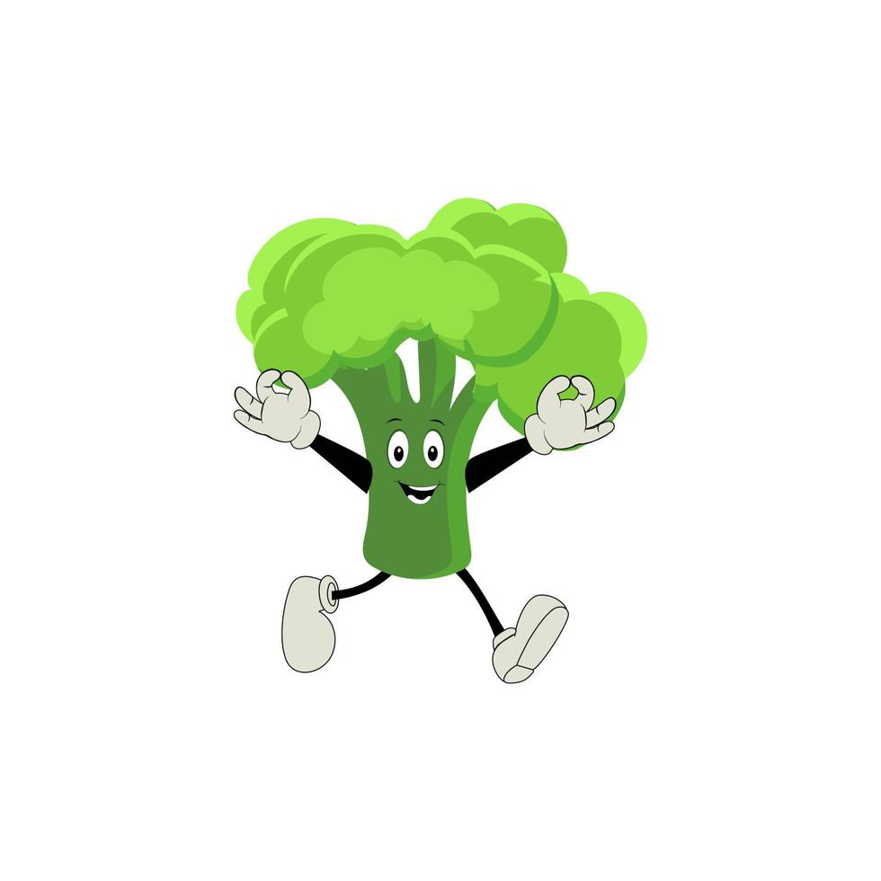 broccoli portafortuna cartone animato nel vettore. carino contento sorridente broccoli verdura impostato collezione. vettore piatto cartone animato personaggio illustrazione icona design. contenuto, felice, verde Sorridi, allegro viso emozione.