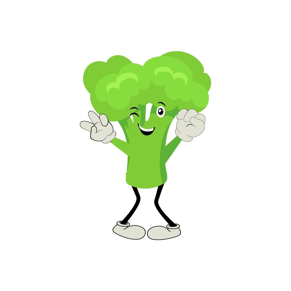broccoli portafortuna cartone animato nel vettore. carino contento sorridente broccoli verdura impostato collezione. vettore piatto cartone animato personaggio illustrazione icona design. contenuto, felice, verde Sorridi, allegro viso emozione.