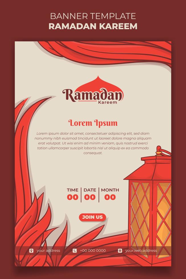 bandiera modello per Ramadan kareem design con linea arte di lanterna design vettore