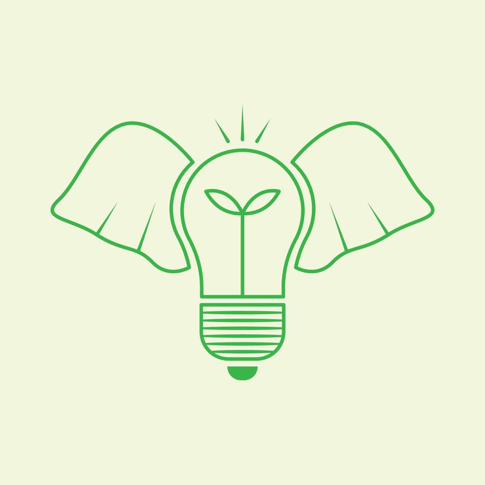 verde elefante lampadina logo vettore