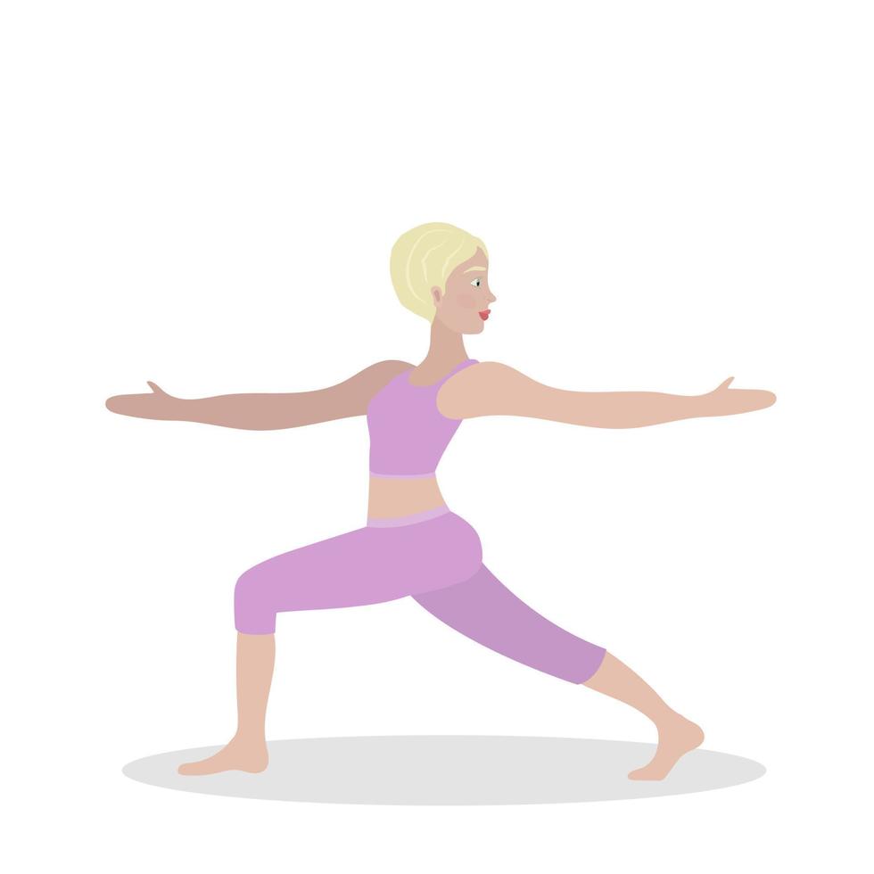 donna esercizio yoga. vettore illustrazione nel piatto cartone animato stile, concetto illustrazione per salutare stile di vita, sport, esercizio.