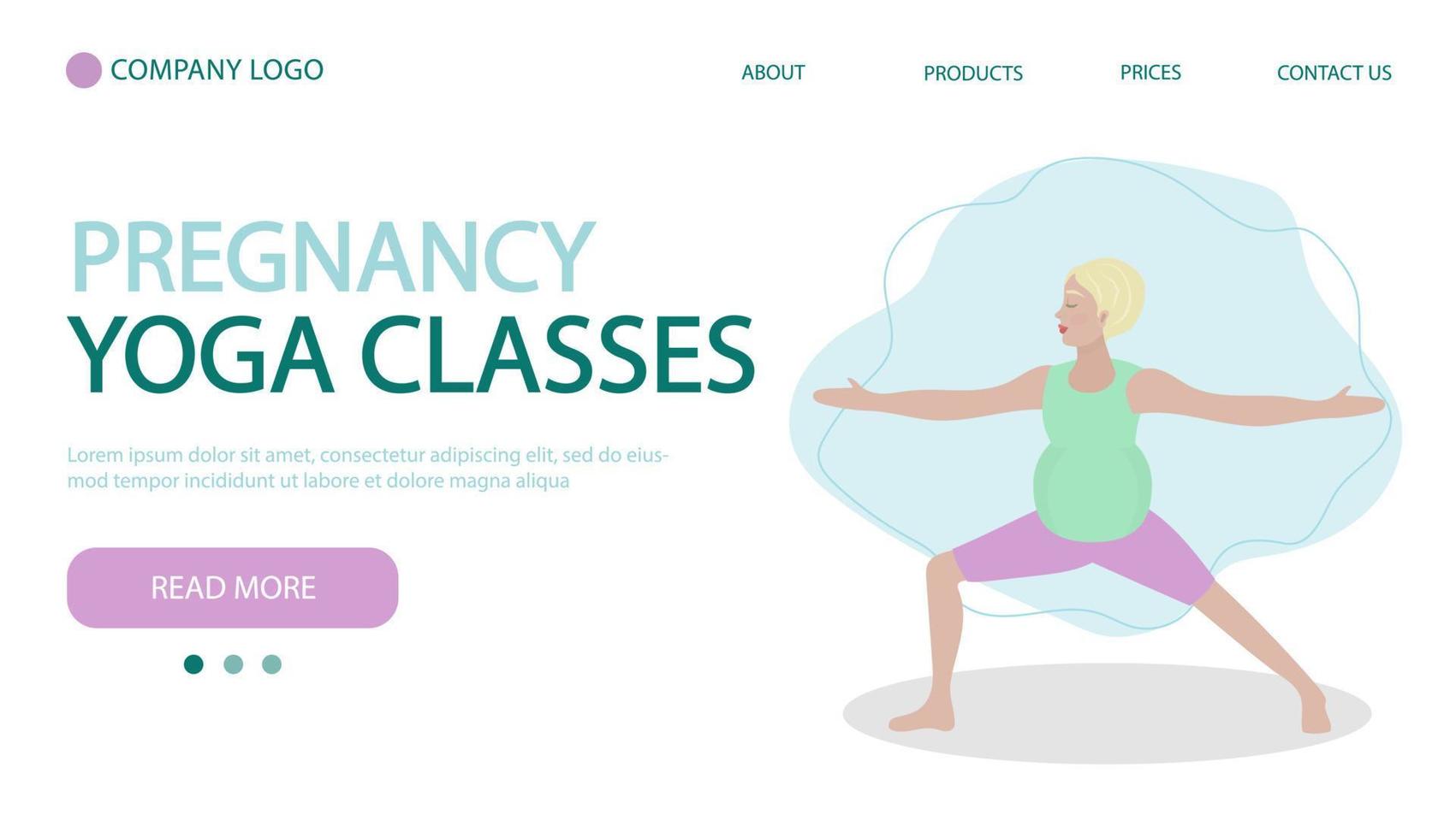 incinta donna esercizio yoga. concetto illustrazione per salutare stile di vita, sport, esercizio. casa pagina bandiera vettore