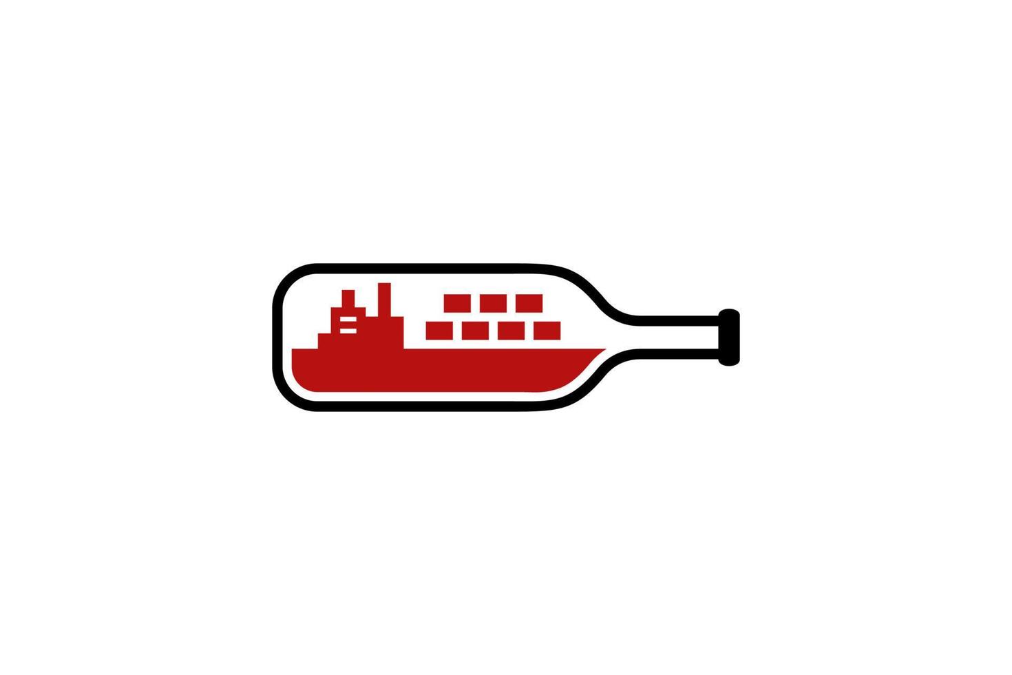 nero rosso bottiglia nave marino logo vettore