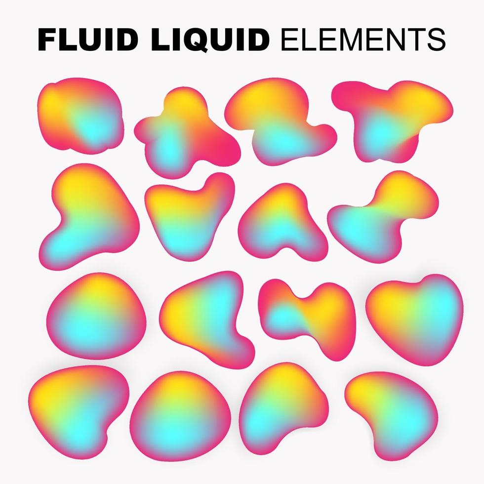set vettoriale di forma fluida. liquido sfumato con colori al neon