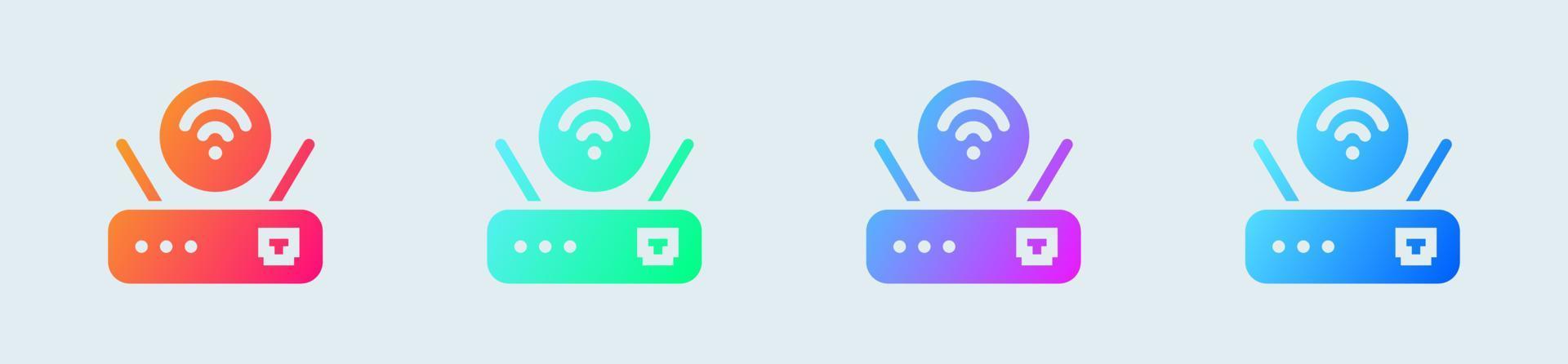 router solido icona nel pendenza colori. Rete connessione segni vettore illustrazione.