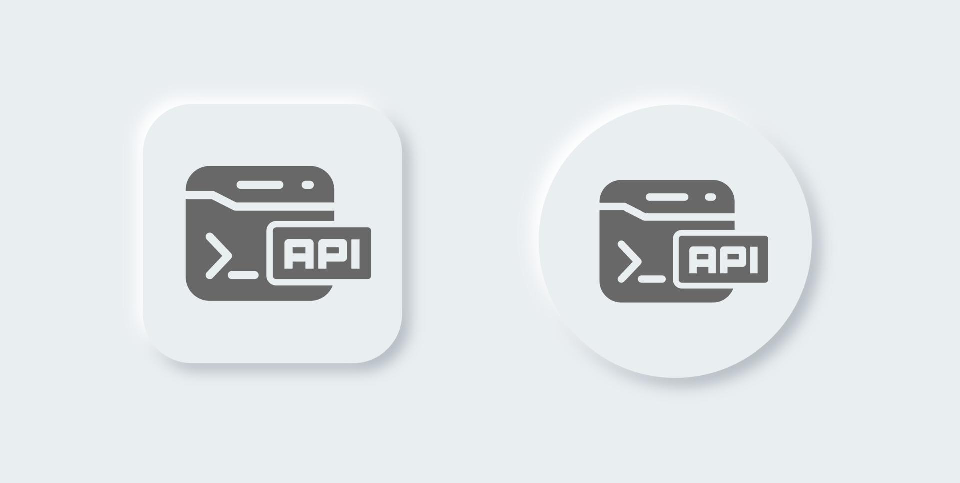api solido icona nel neomorfo design stile. applicazione programmazione interfaccia segni vettore illustrazione.