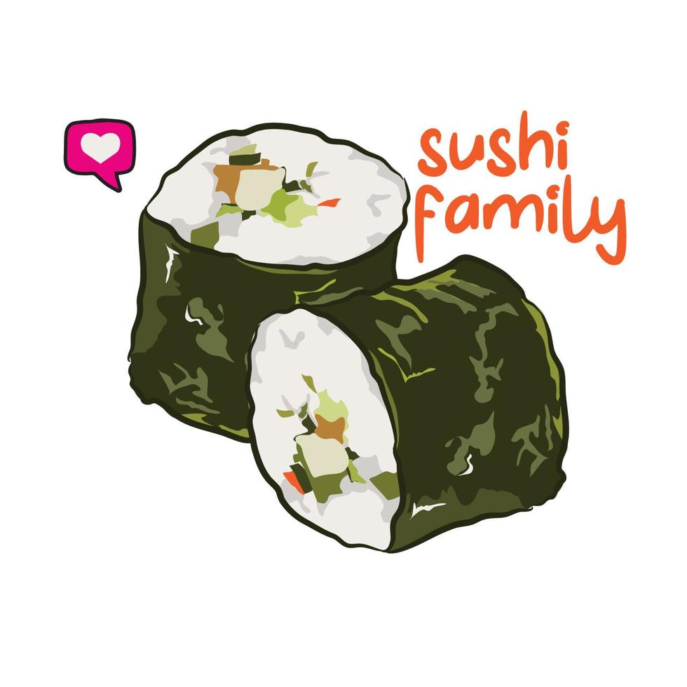 giapponese cucina Sushi rotolo vettore illustrazione, Perfetto per merce e t camicia design
