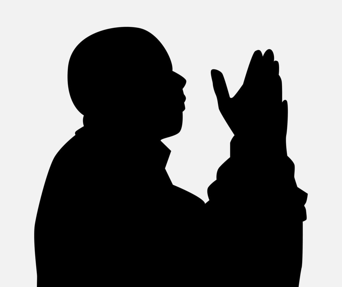 silhouette di un' musulmano uomo pregando. Calvo uomo. concetto e tema di Ramadan, culto, religione. vettore illustrazione
