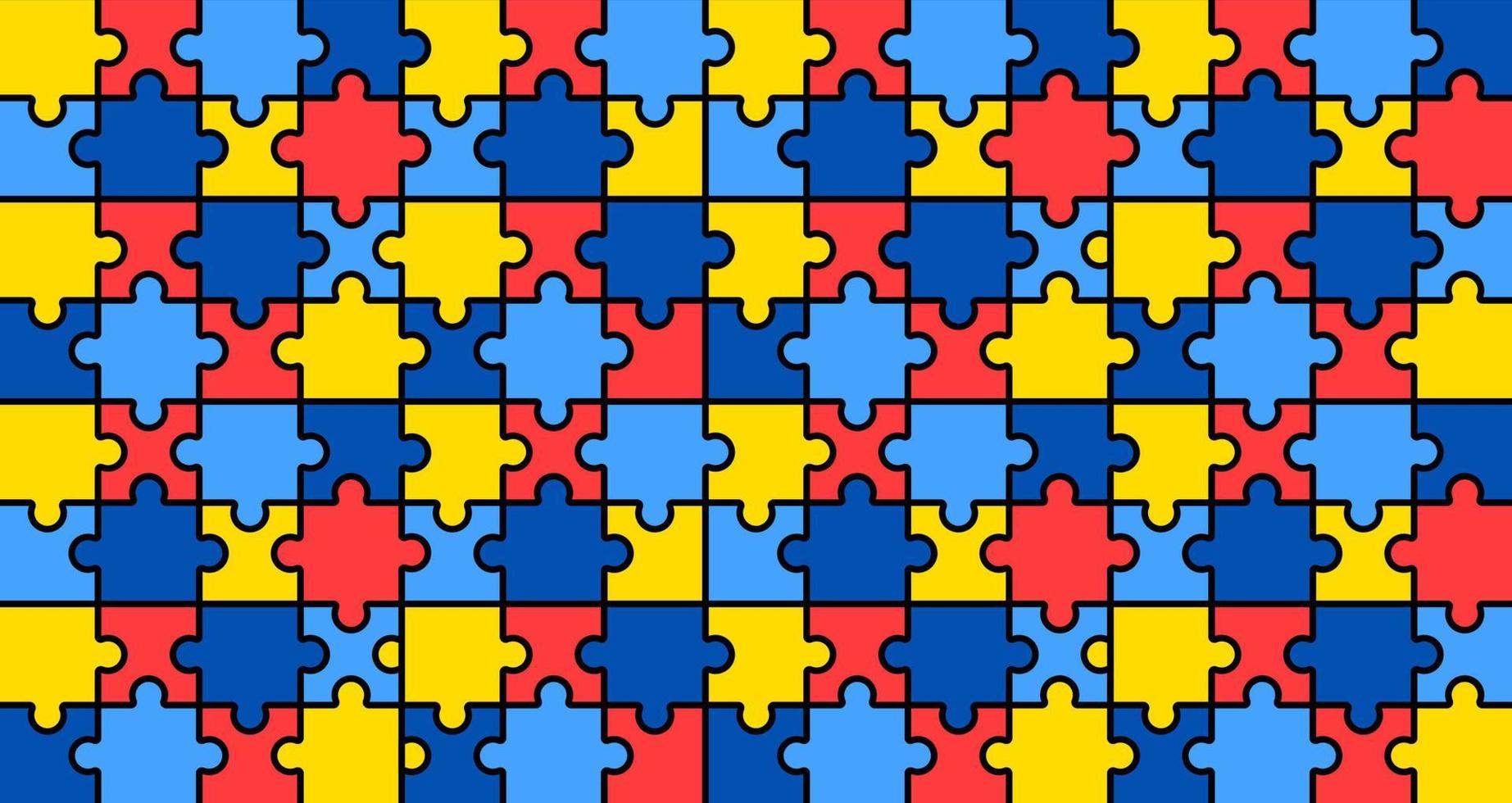 mondo autismo consapevolezza giorno puzzle modello sfondo modello. mondo autismo giorno colorato puzzle vettore striscione. simbolo di autismo. autismo Salute cura medico piatto sfondo di aprile 02 celebrazione.