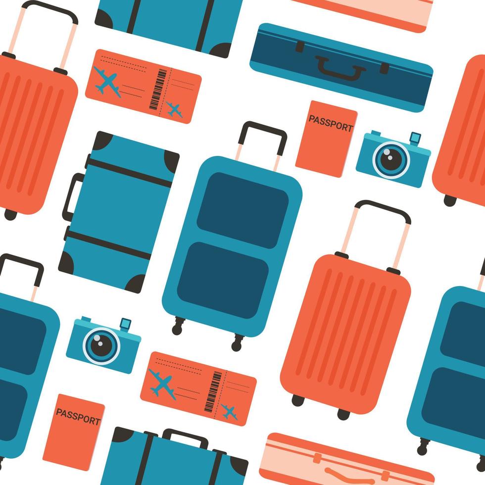 senza soluzione di continuità modello di valigie per viaggio e tempo libero. colorato colore illustrazione evidenziato su un' bianca sfondo. vettore