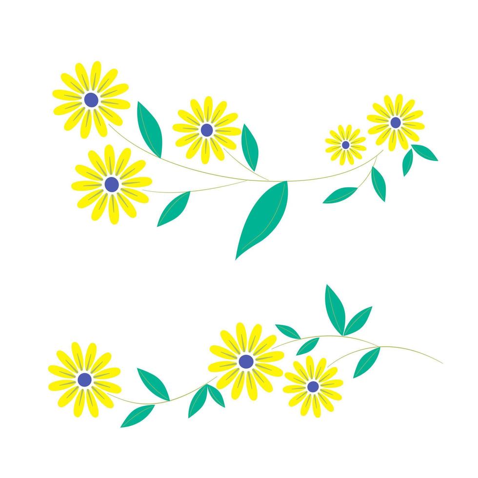 impostato un' floreale confine con un' ghirlanda di verde le foglie e giallo fiori per un' nozze carta, un' saluto carta, o decorativo opera d'arte. vettore