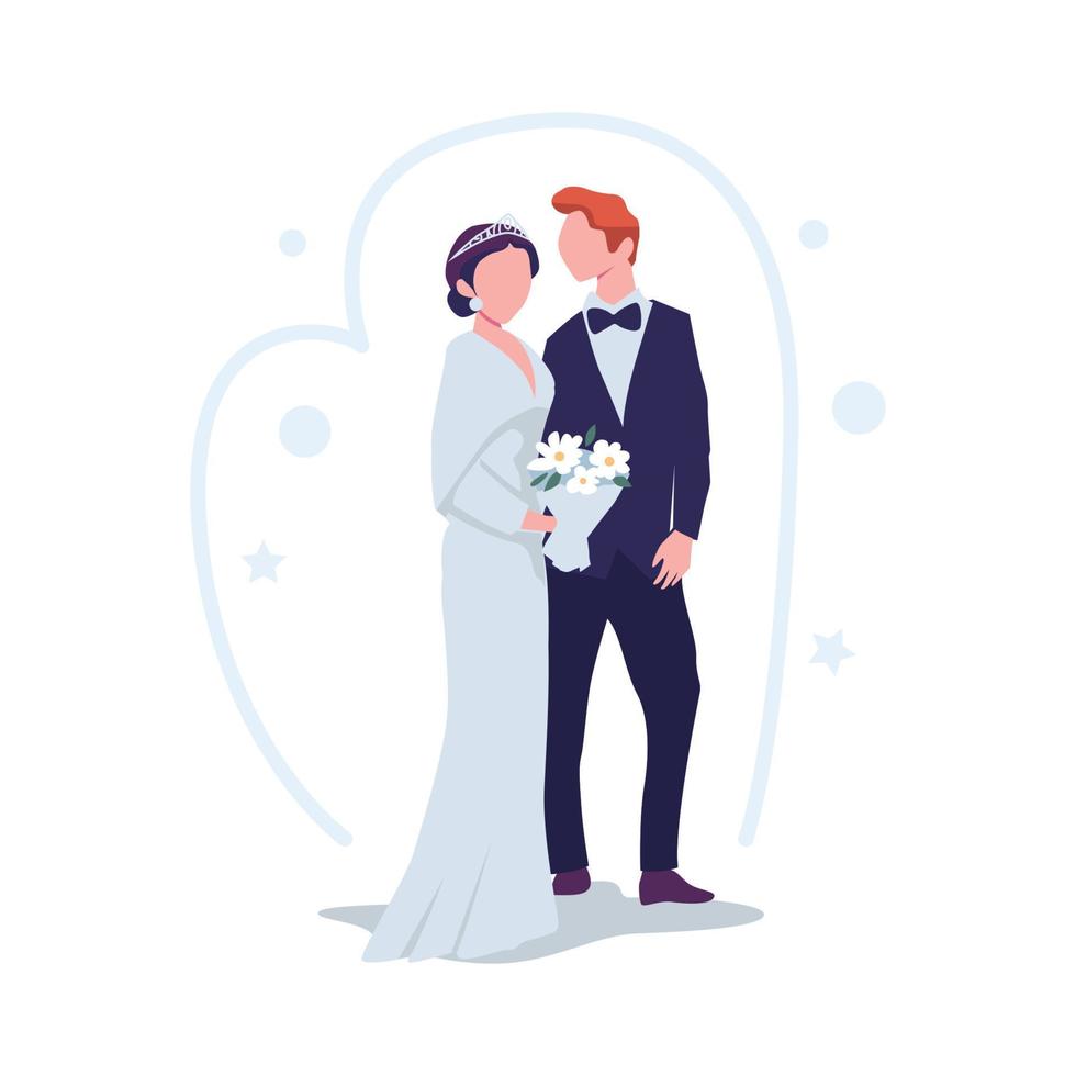 disegno vettoriale piatto illustrazione sposi