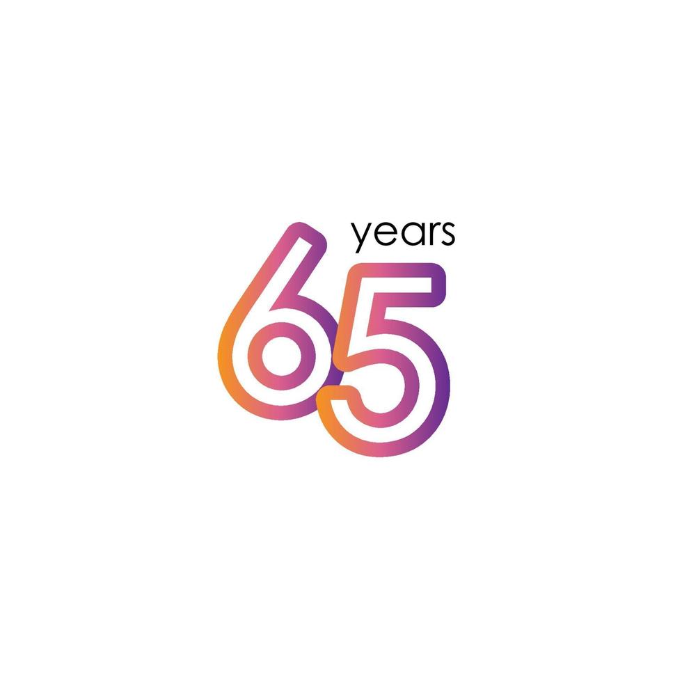 65 anni anniversario colore pieno elegante celebrazione template vettoriale illustrazione design