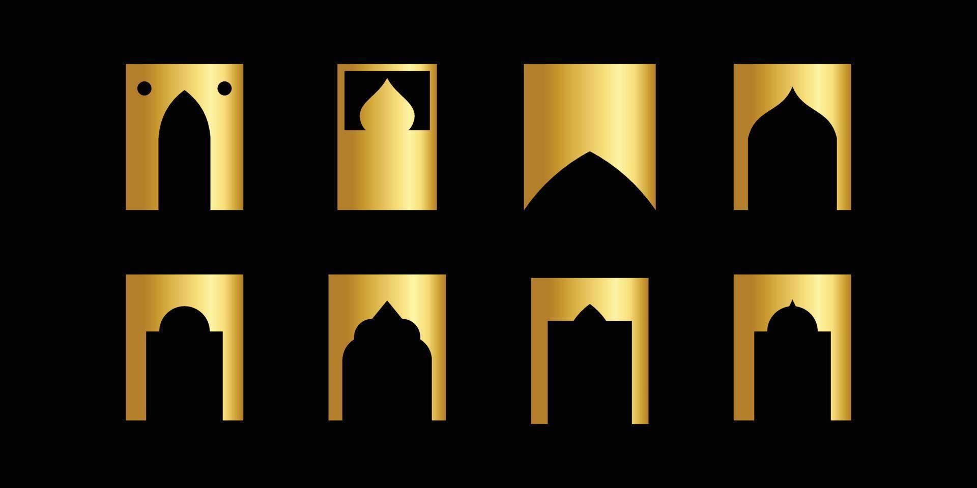impostato di Arabo finestre arco vario forme per moschea, musulmano e islamico architettura. vettore realistico impostato di antico Arabo finestra montatura