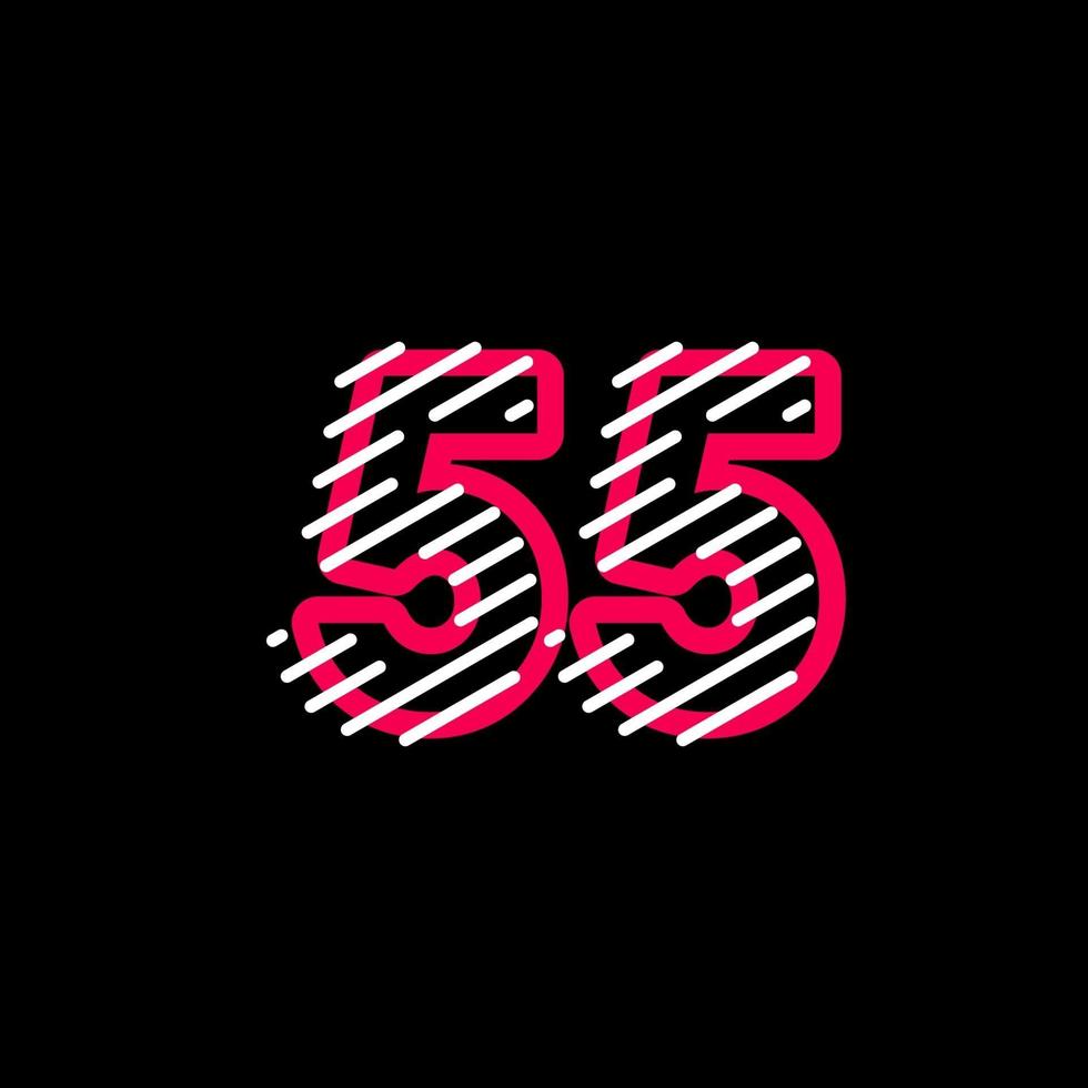 55 anni di anniversario linea design logo modello vettoriale illustrazione