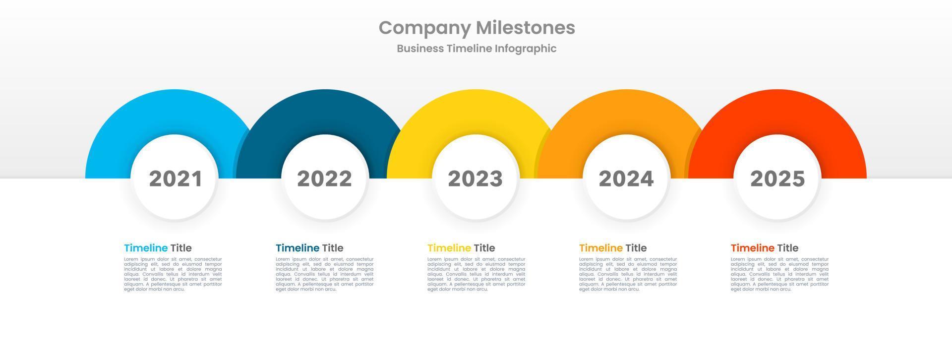 attività commerciale infografica con 5 semicerchi su il sequenza temporale. vettore illustrazione.