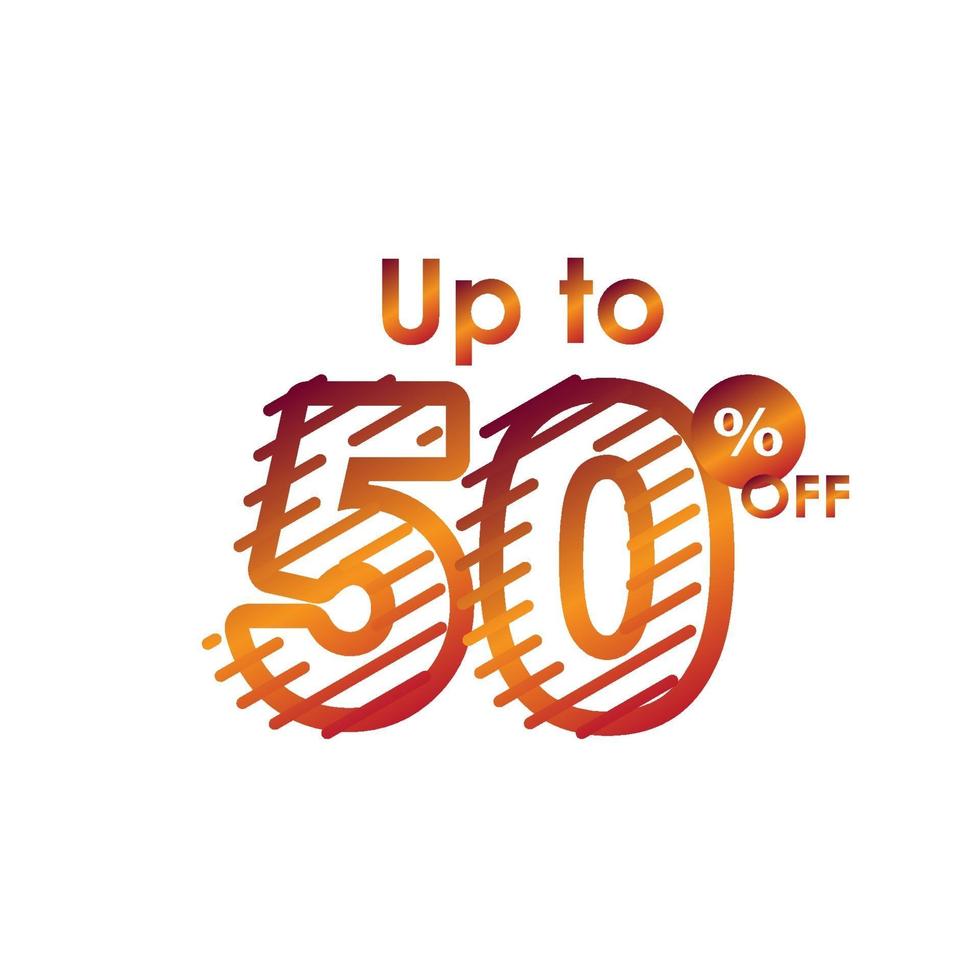 sconto fino a 50 off label vendita linea gradiente logo modello disegno vettoriale illustrazione