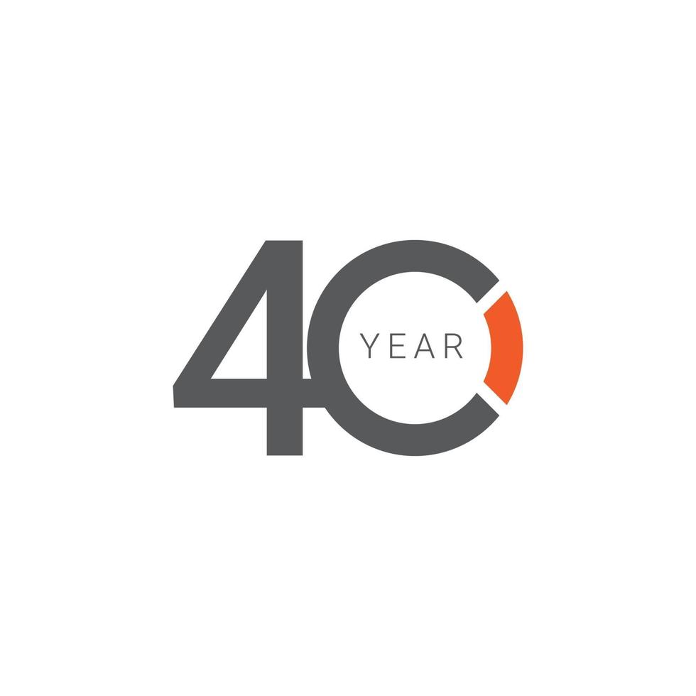 40 anni di anniversario celebrazione arancione modello vettoriale illustrazione design