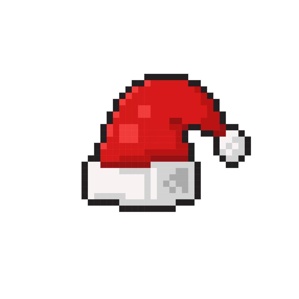 Santa cappello nel pixel arte stile vettore