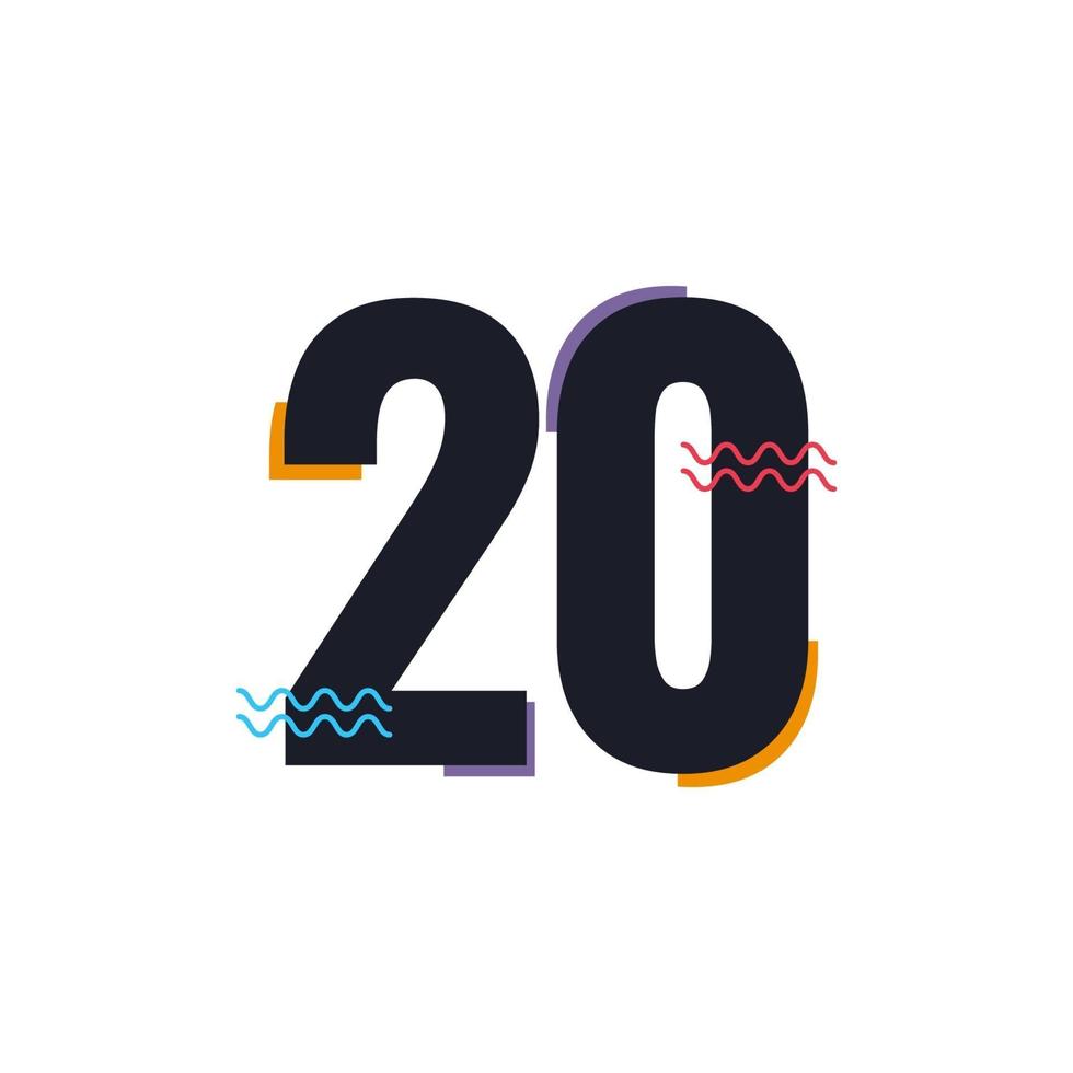 Icona di logo dell'illustrazione di progettazione del modello di vettore di celebrazione di anniversario di 20 anni
