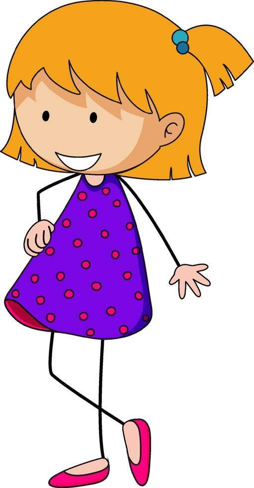 un personaggio dei cartoni animati di doodle ragazza felice isolato vettore
