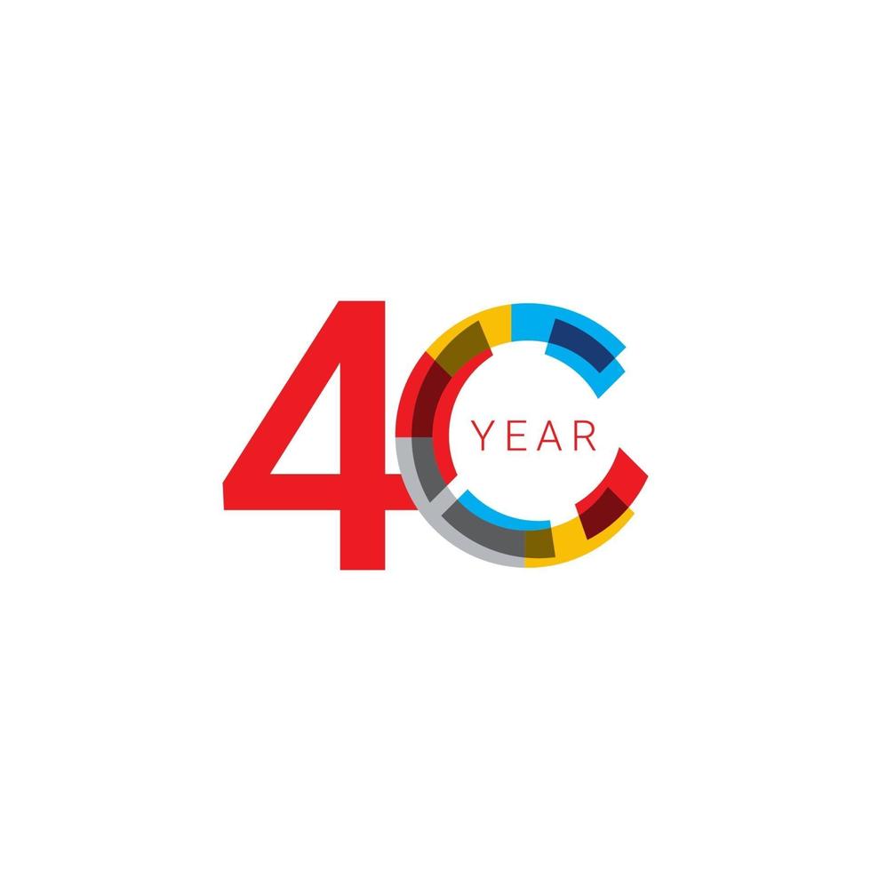 40 anni di anniversario celebrazione fuori colore vettore modello design illustrazione