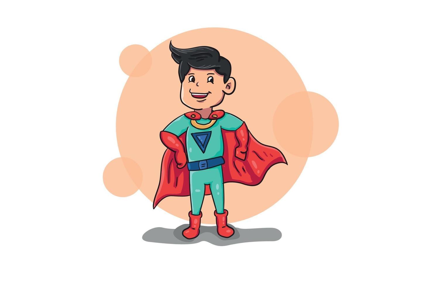 supereroe uomo personaggio illustrazione piatto 2d icona disegnata a mano vettore