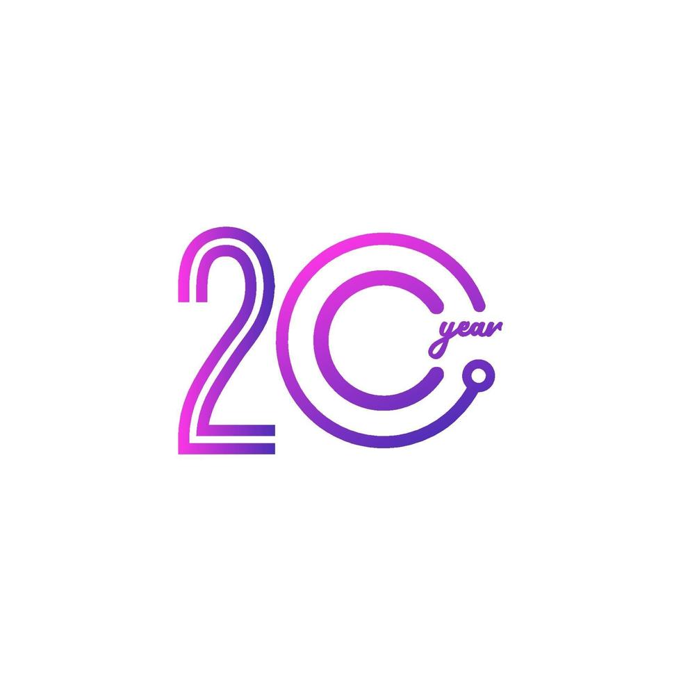 Icona di logo dell'illustrazione di progettazione del modello di vettore di numero di celebrazione di anniversario di 20 anni
