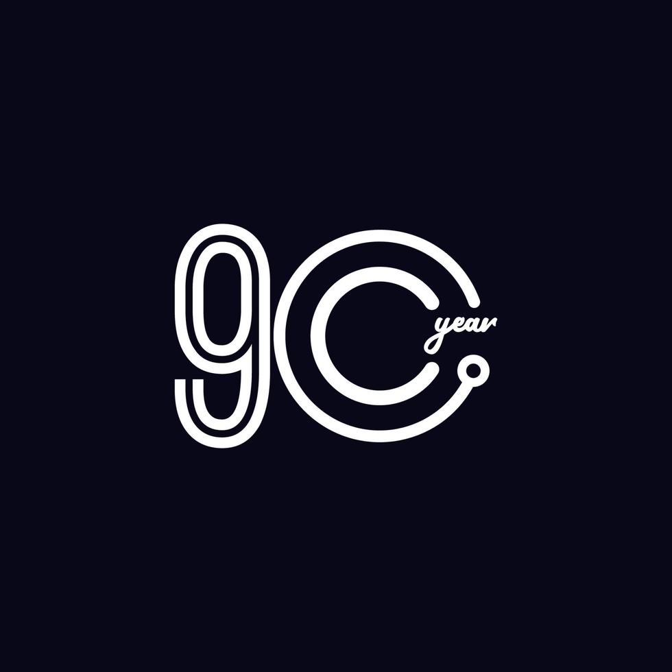Icona di logo dell'illustrazione di progettazione del modello di vettore di numero di celebrazione di anniversario di 90 anni