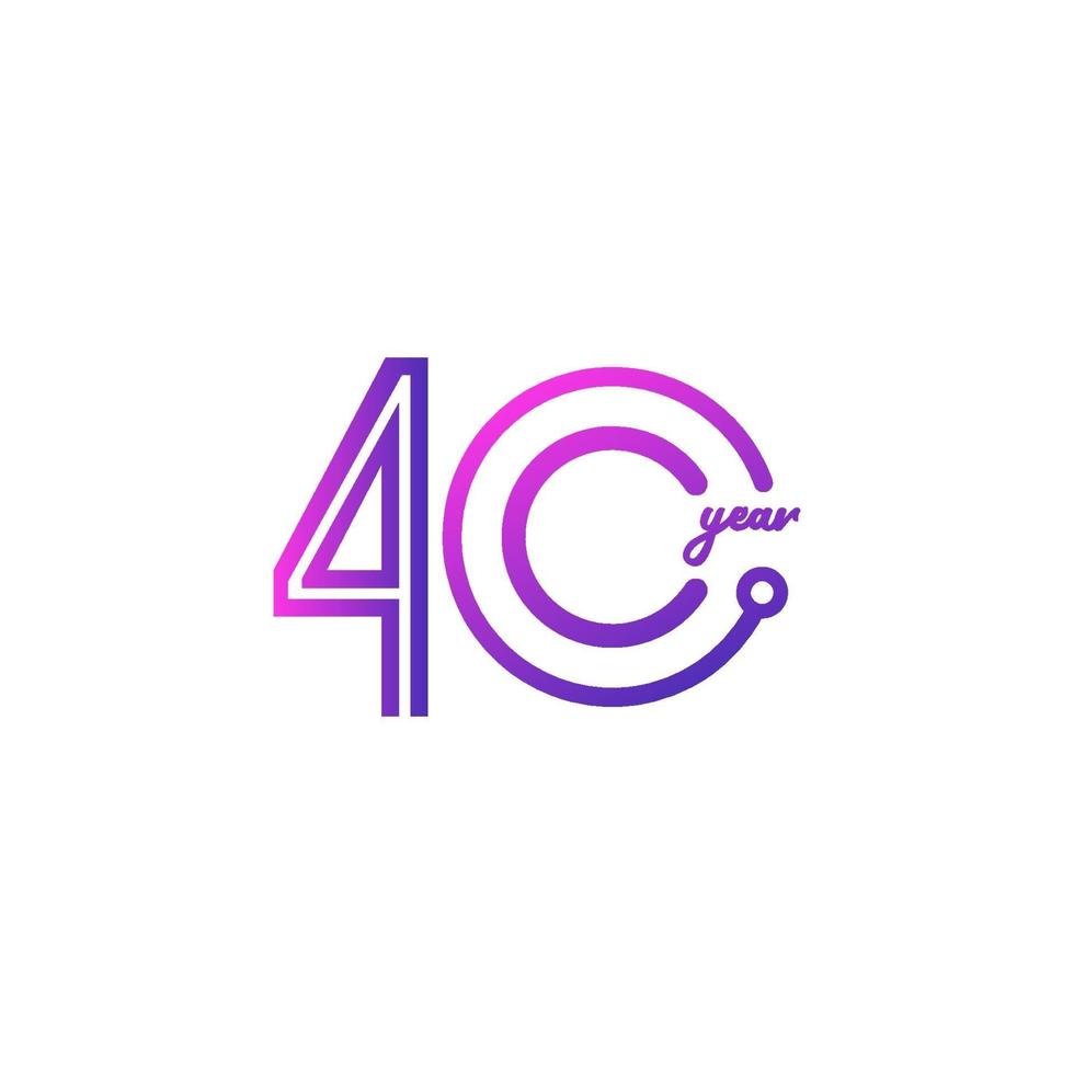 Icona di logo dell'illustrazione di progettazione del modello di vettore di numero di celebrazione di anniversario di 40 anni