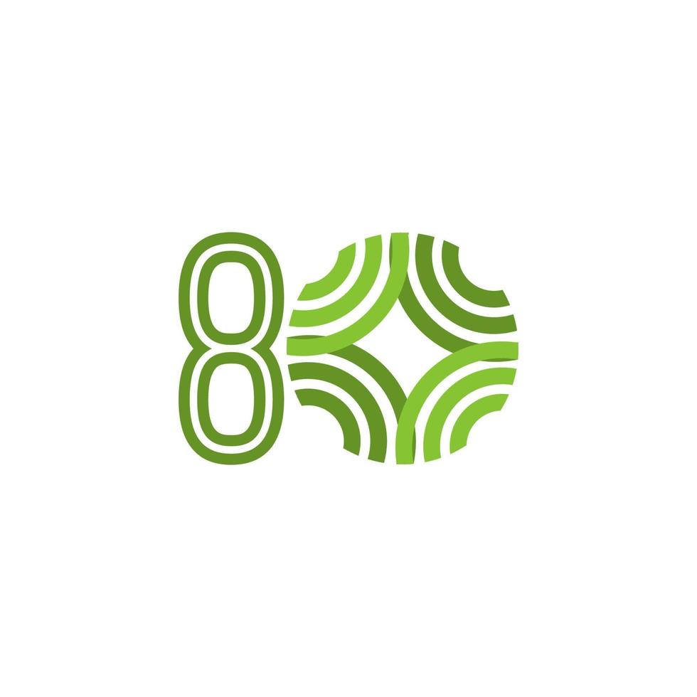 Icona di logo dell'illustrazione di progettazione del modello di vettore di numero di celebrazione di anniversario di 80 anni