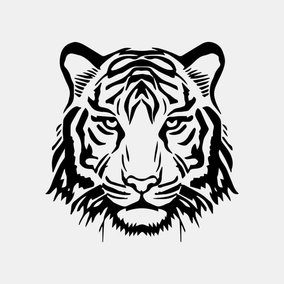 un' nero e bianca vettore di un' di tigre viso.